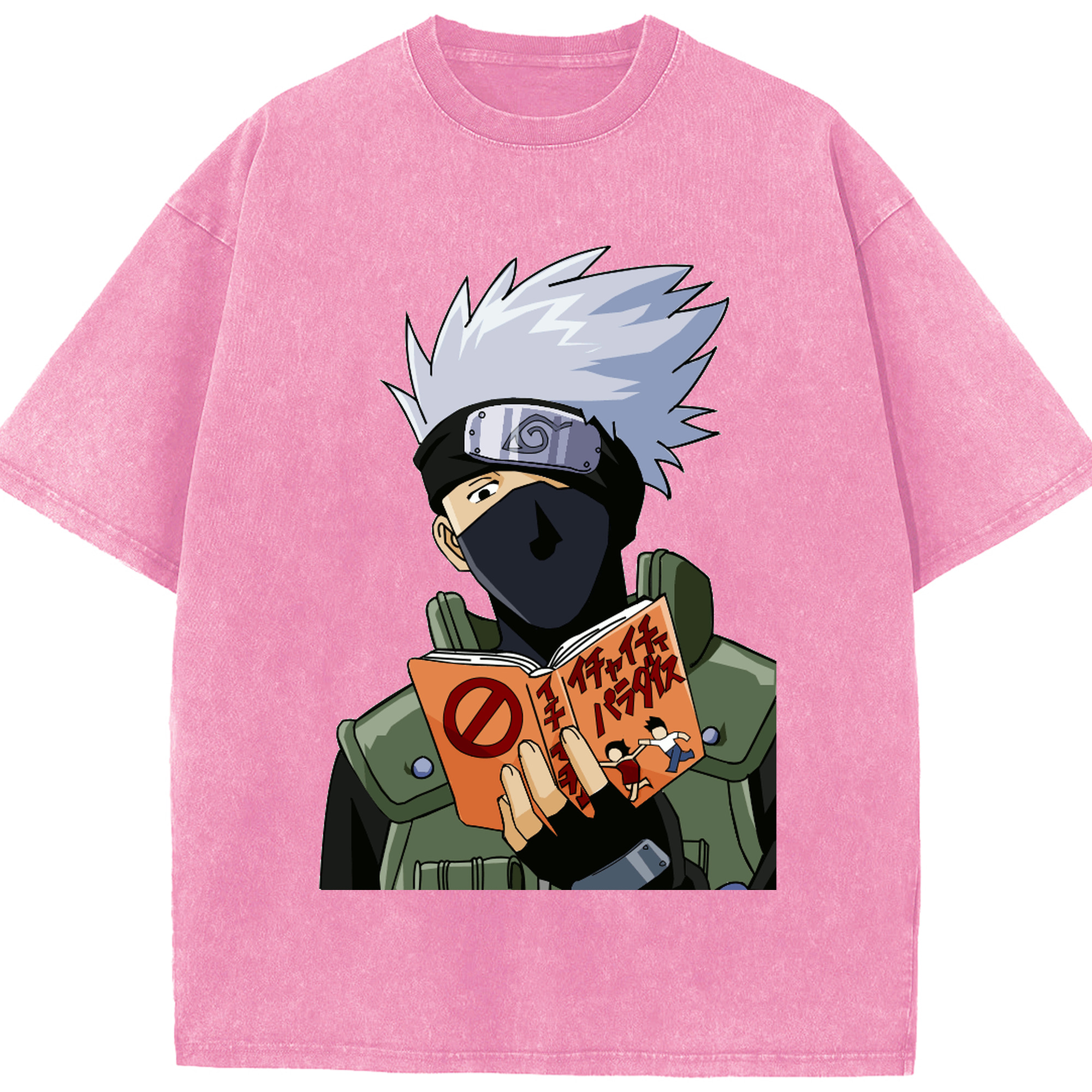 （画像用） NARUTO -ナルト- はたけ カカシ Hatake Kakashi 綿100% ヴィンテージ風 半袖Tシャツ（フロントプリント）